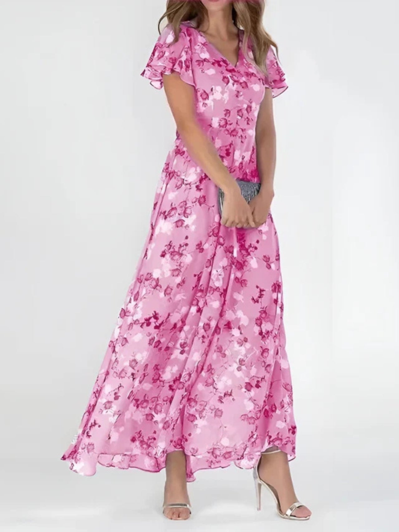 Sophia™ | Flutter Sleeve Floral Maxi Dress