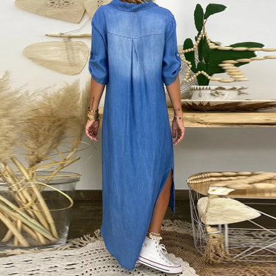 Demi | Side-Slit Denim Luxe