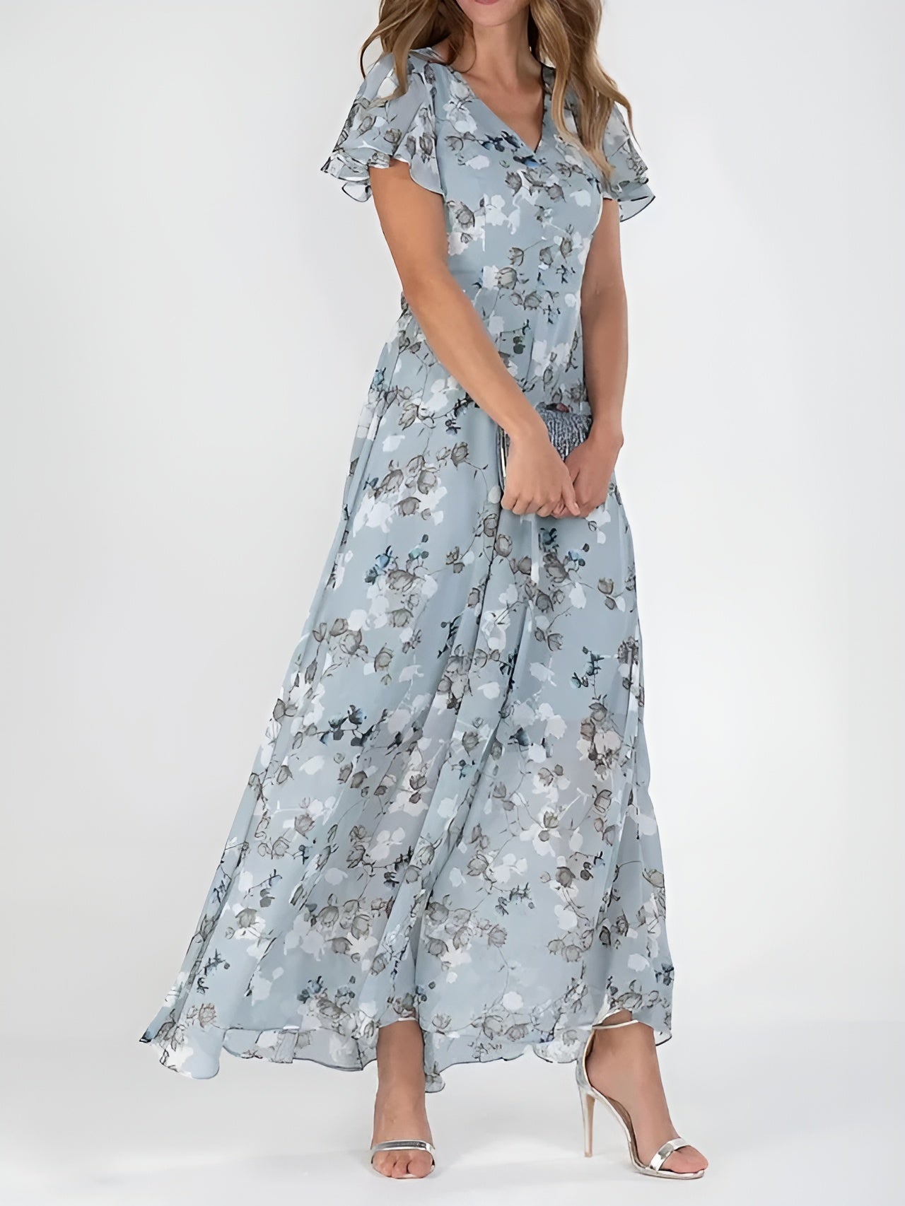Sophia™ | Flutter Sleeve Floral Maxi Dress