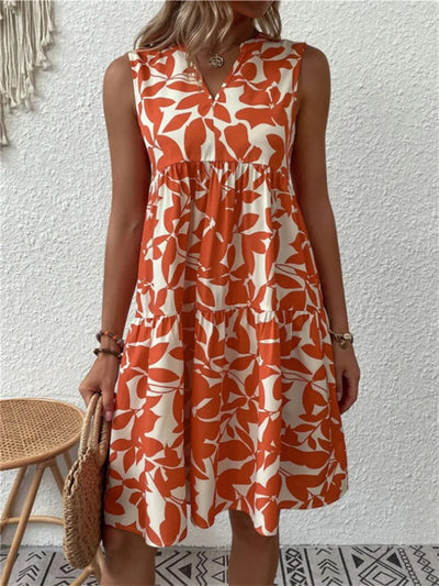 Ivy  | Leaf Print Midi Dress