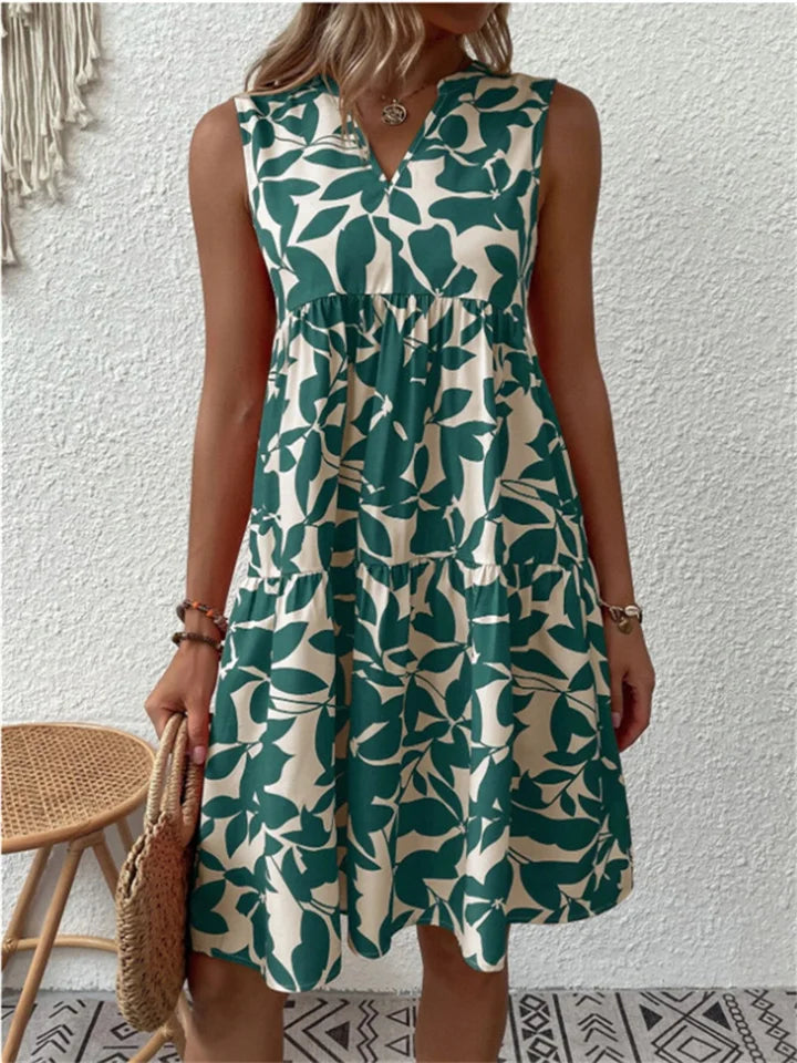 Ivy  | Leaf Print Midi Dress