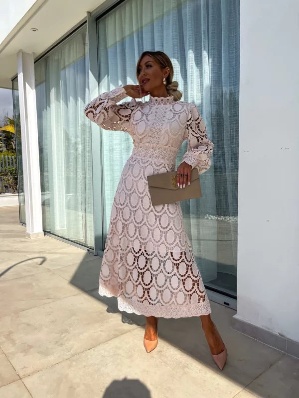 Olivia™ – Celestial Harmony Lace Midi Dress