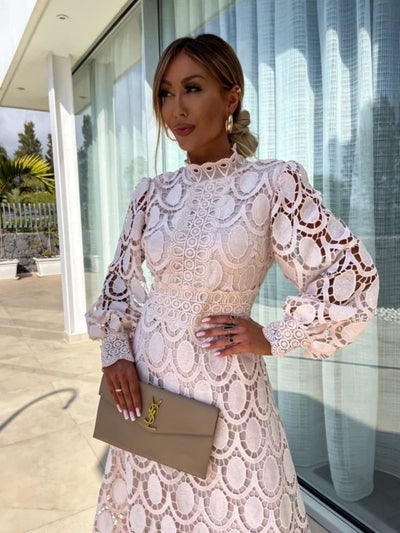 Olivia™ – Celestial Harmony Lace Midi Dress