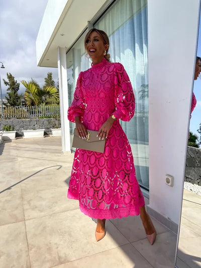 Olivia™ – Celestial Harmony Lace Midi Dress