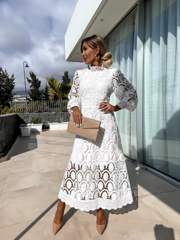 Olivia™ – Celestial Harmony Lace Midi Dress