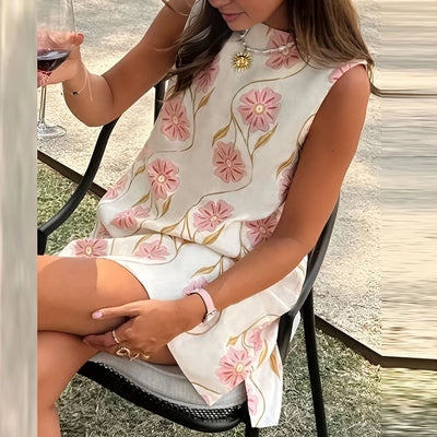 Angela| Vibrant Printed Sleeveless Mini Dress