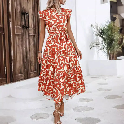 Ivy | Leaf Print Maxi Dress