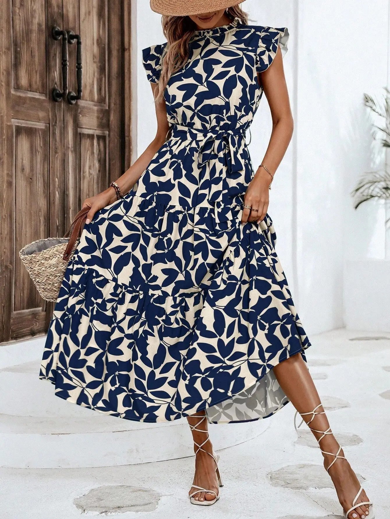 Ivy | Leaf Print Maxi Dress