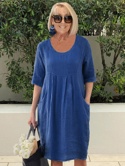 Noara - Casual Cotton Pocket Tunic Dress